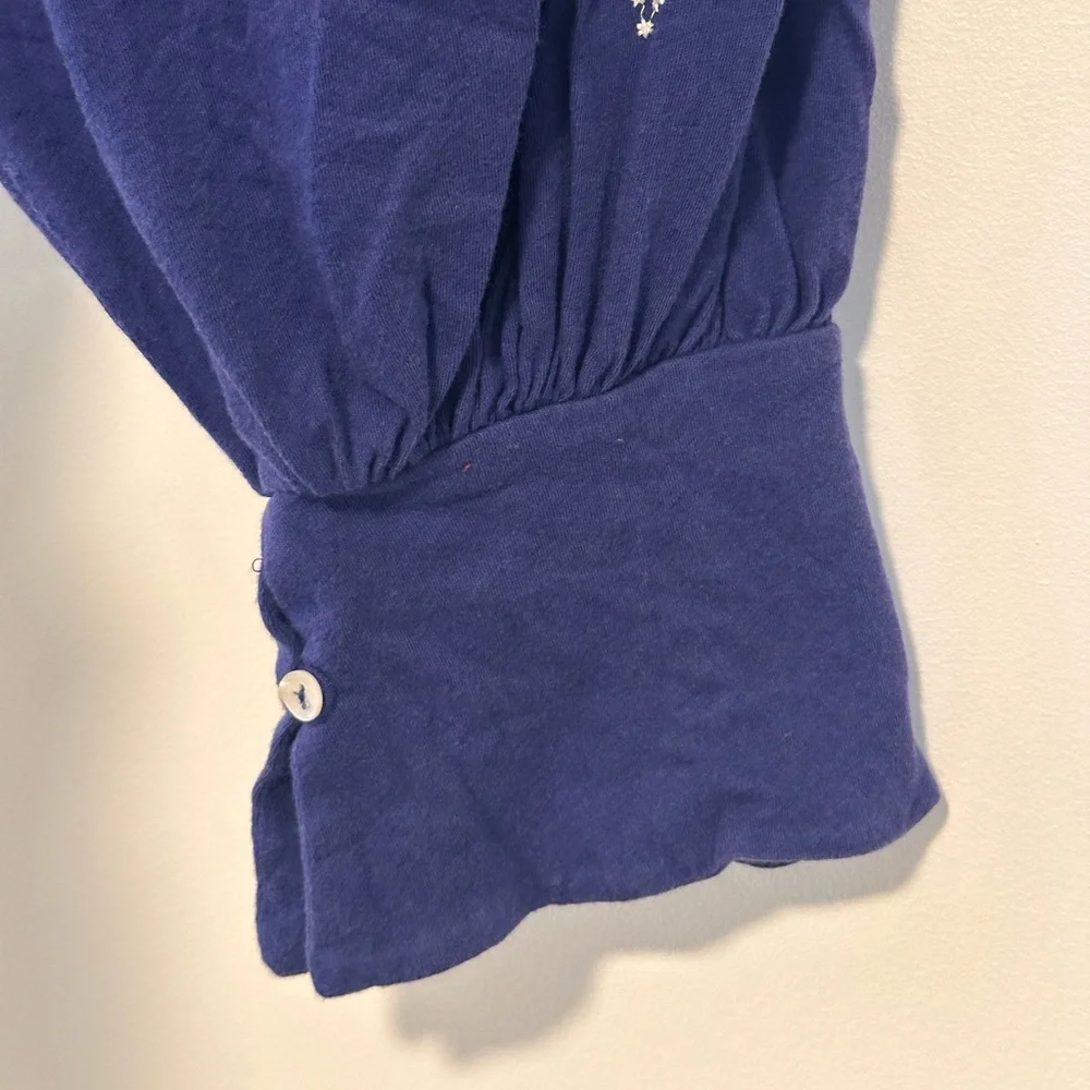 Free People Lita Embroidered Top Blue - Large - Picture 5 of 11